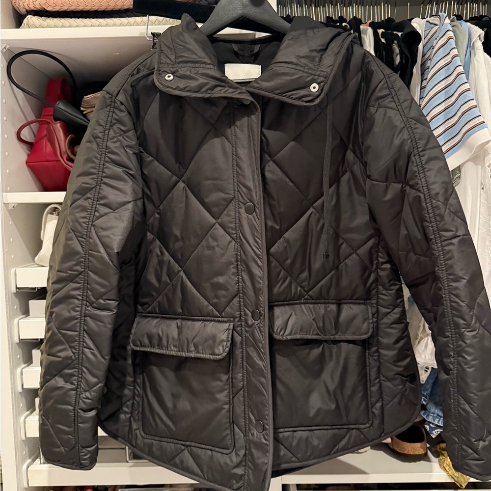 Quilted fall jacket with hood